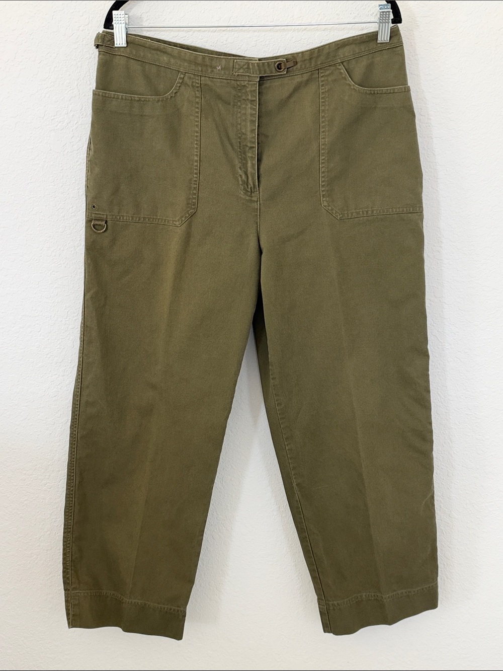 Lauren Ralph Lauren Size 14 Olive Green Utility Cargo Ankle Pants Cotton